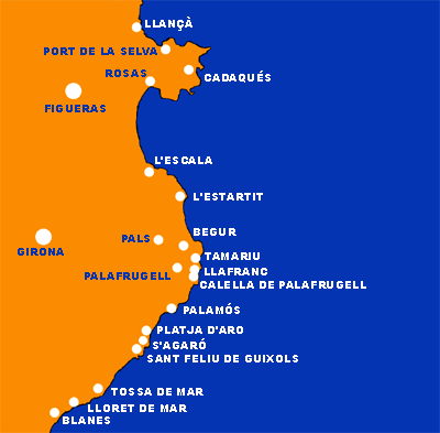 Mapa de la Costa Brava