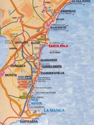 Mapa de como llegar a Santa Pola